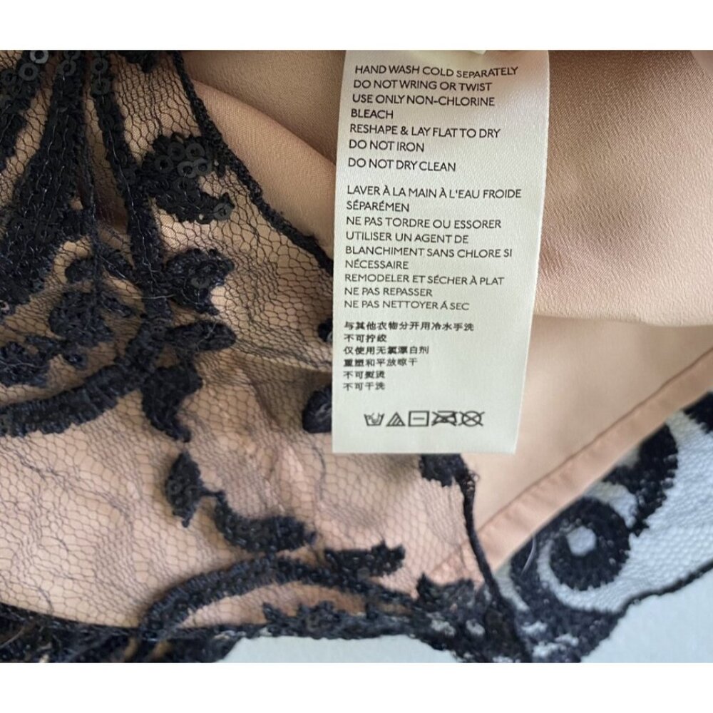 NWT Free People SZ 2 Nude w Black Lace Sequin Mini Dress Evening Party Strapless - Picture 8 of 8